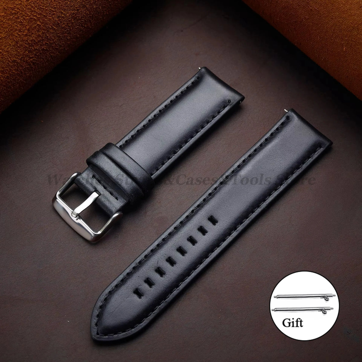 Pulseira de Couro Legítimo Heritage · Preto Carbono