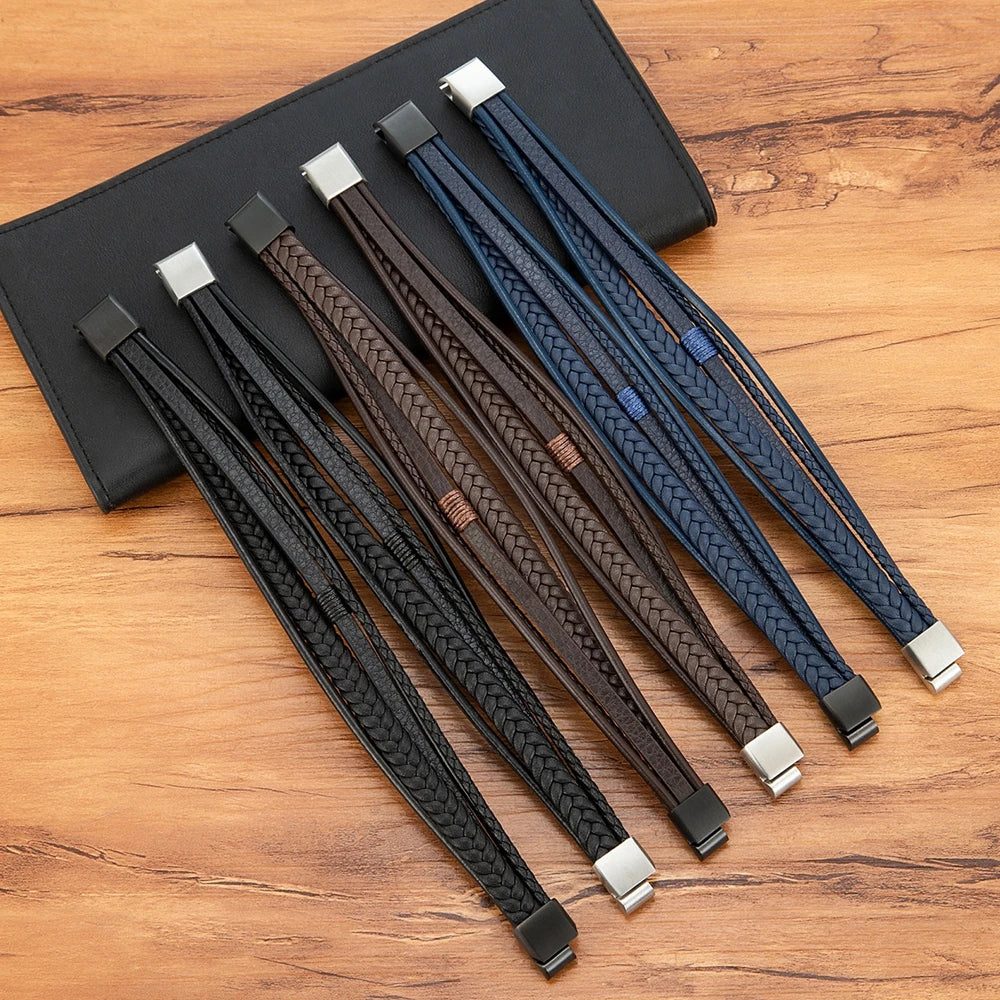 Pulseira Masculina Couro Trançado