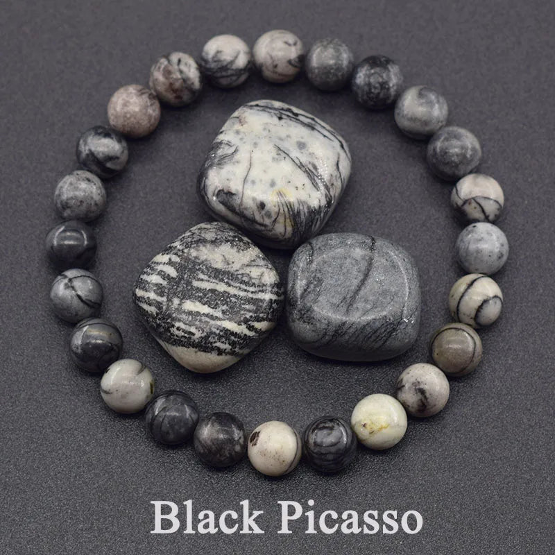 Pulseira de Pedras Naturais · Jaspe Picasso