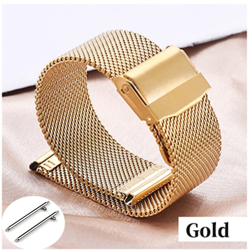 Pulseira Milanesa de Aço · Dourado Solar