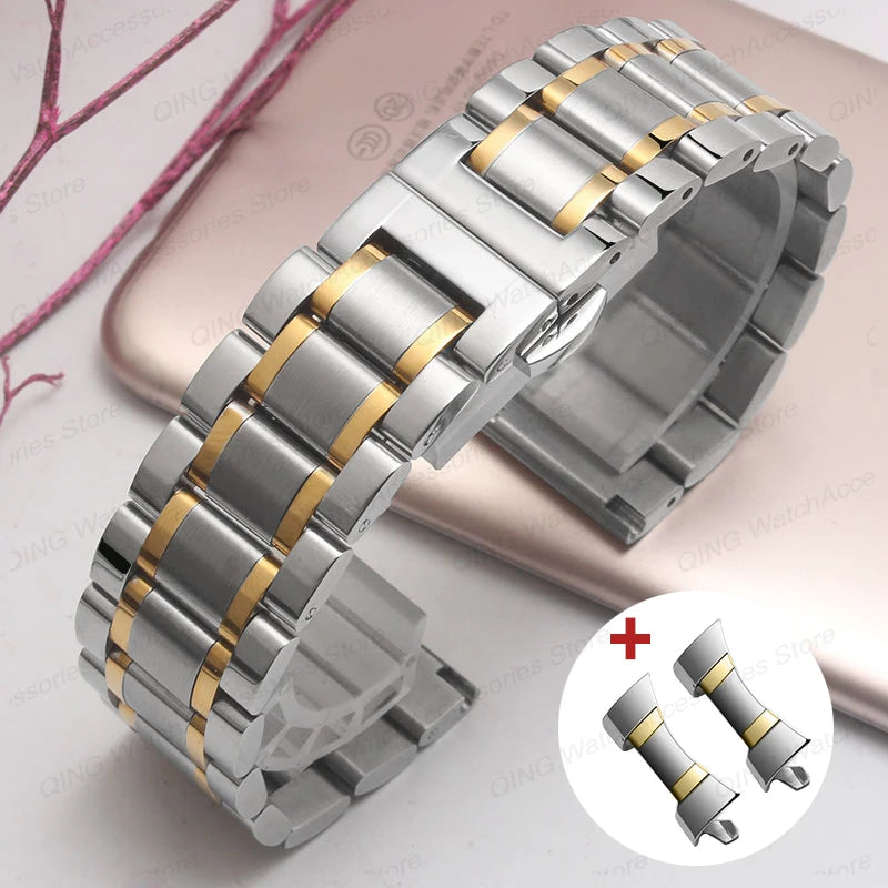Pulseira de Aço Inox Executive Prata & Dourado