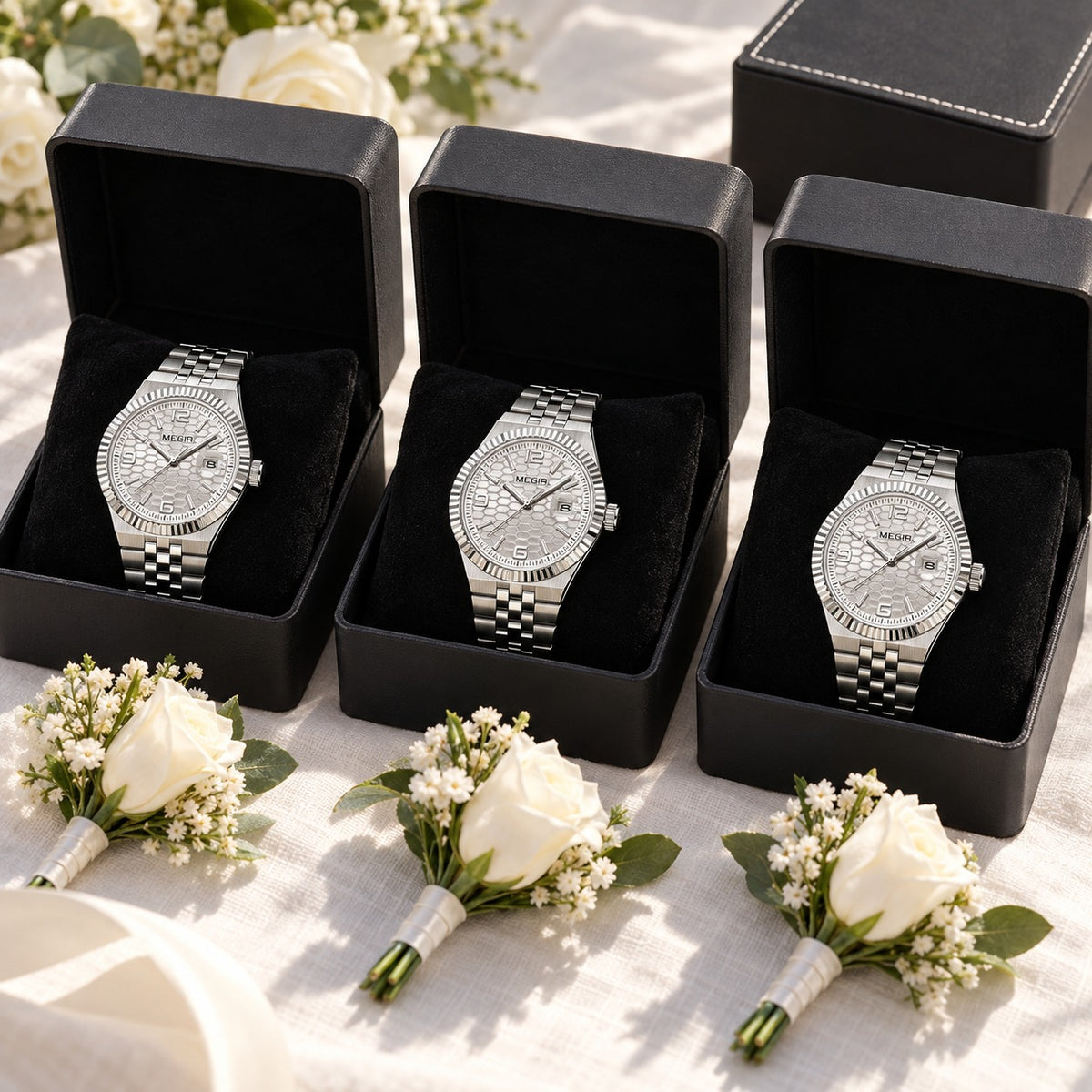 Combo Padrinhos MEGIR — 3 Avenue Grand Date em caixas presente