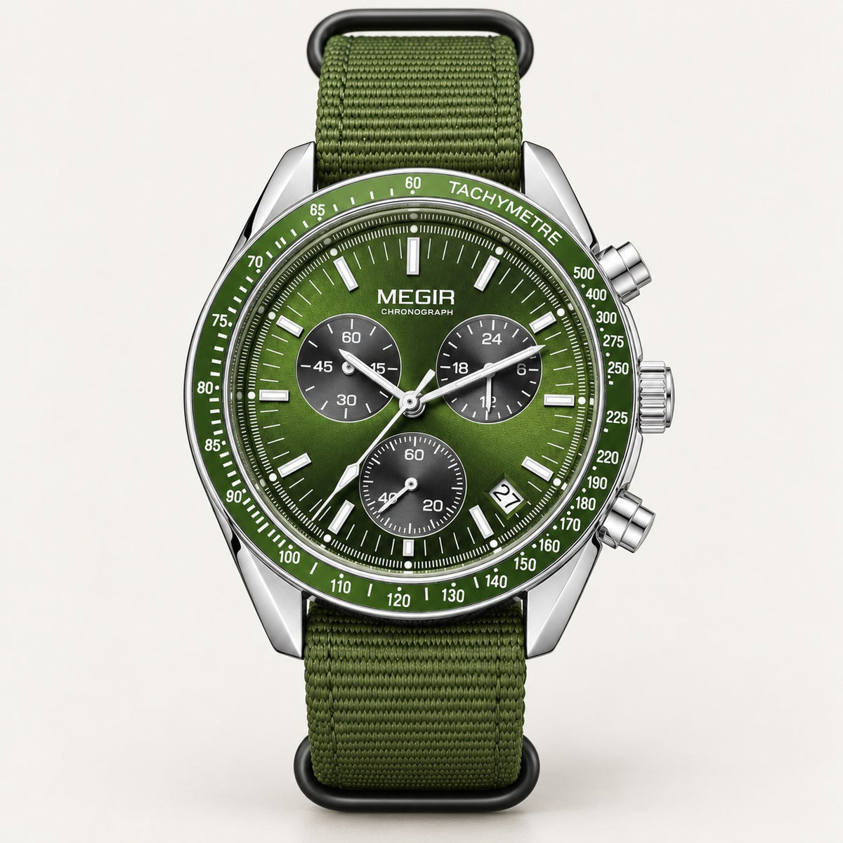 MEGIR Trek Chrono Canvas · Verde Militar · frente