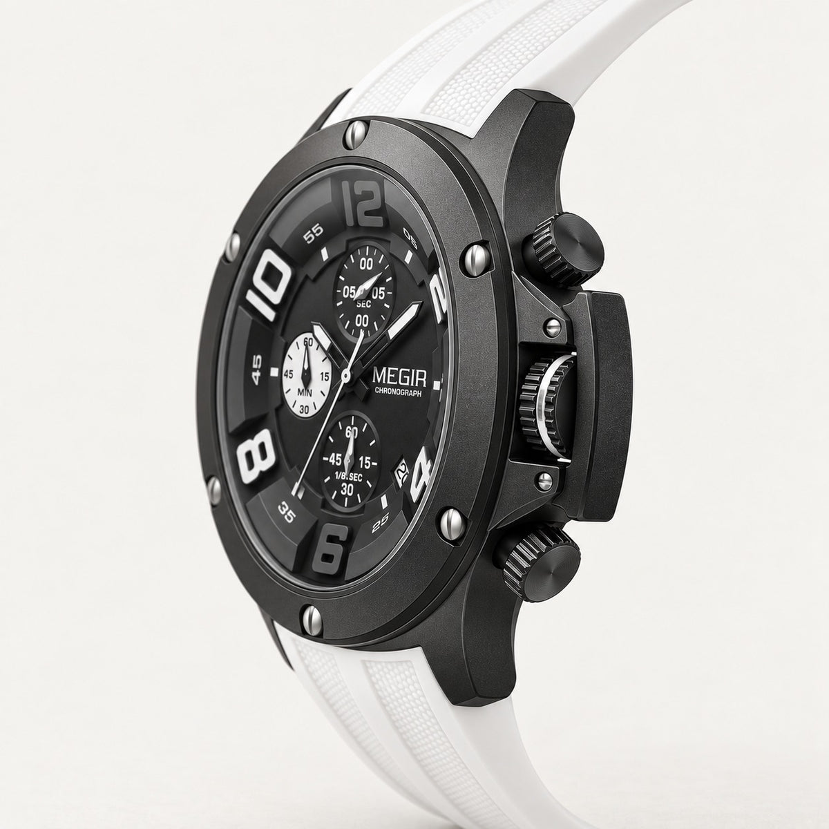 MEGIR Recon Chrono 47 · Preto & Branco · lateral