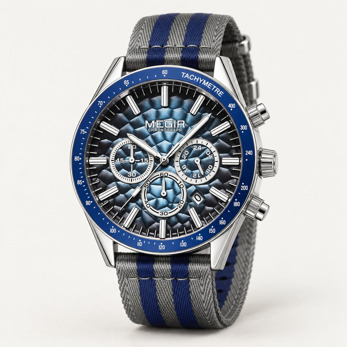 MEGIR Trek Chrono 24H · Prata Polido · 3/4