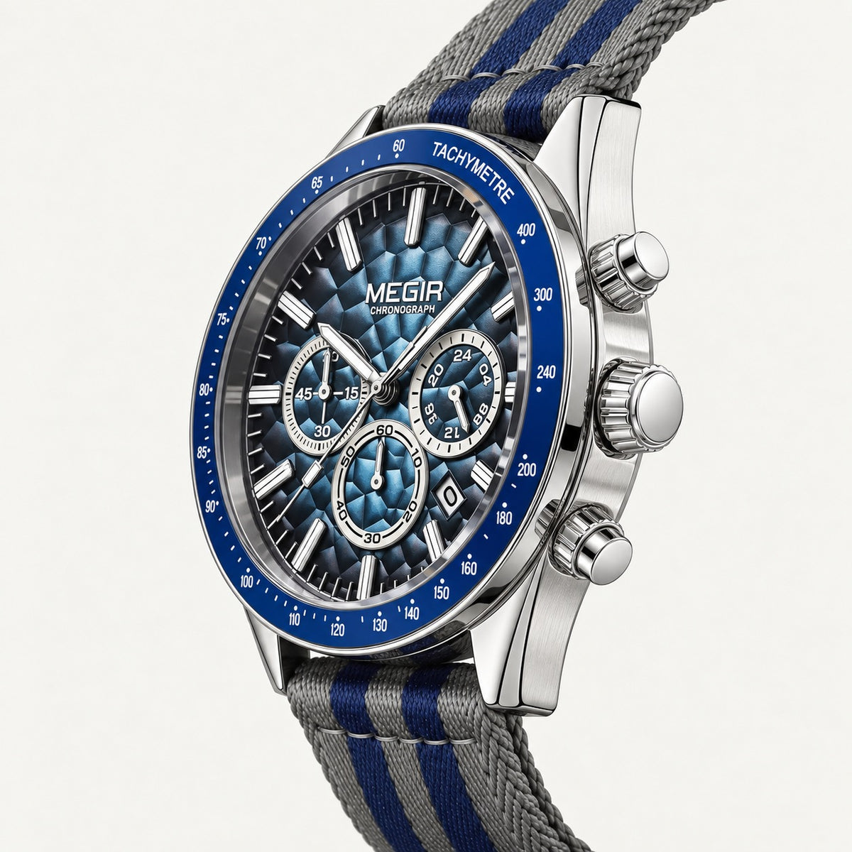 MEGIR Trek Chrono 24H · Prata Polido · lateral