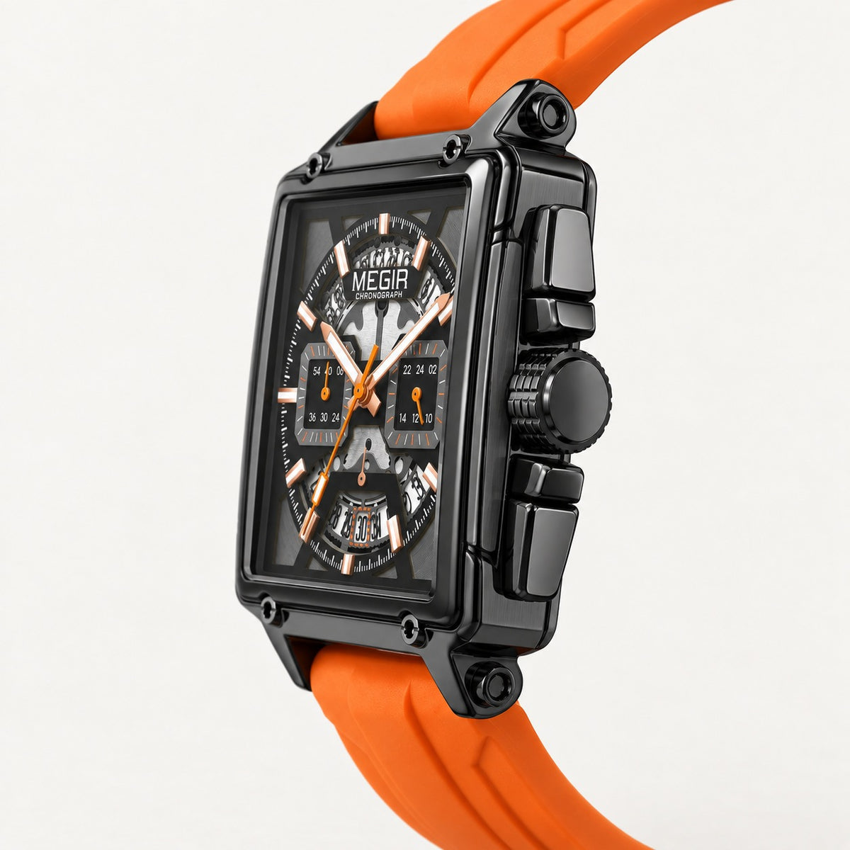 MEGIR Quadra Chrono Sport · Laranja Vulcão · lateral #Cor_Laranja Vulcão