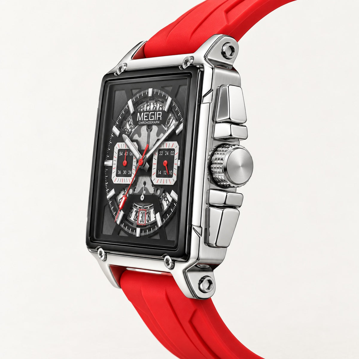 MEGIR Quadra Chrono Sport · Vermelho Racing · lateral #Cor_Vermelho Racing