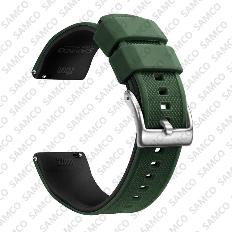Pulseira de Silicone Sport · Verde Militar & Preto