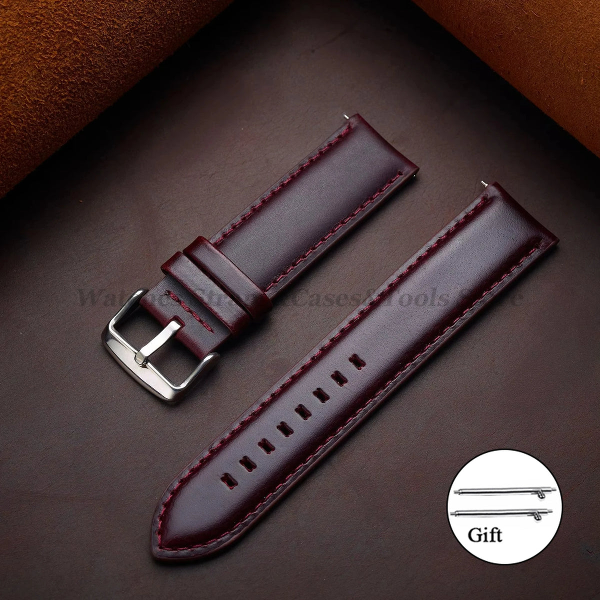 Pulseira de Couro Legítimo Heritage · Vinho