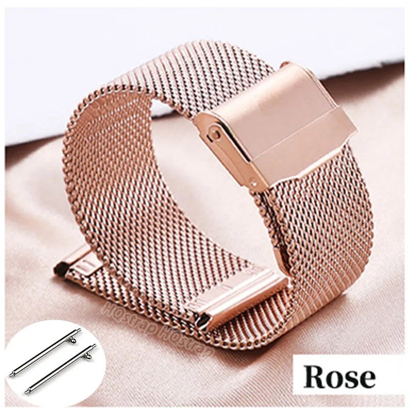 Pulseira Milanesa de Aço · Rosé Gold
