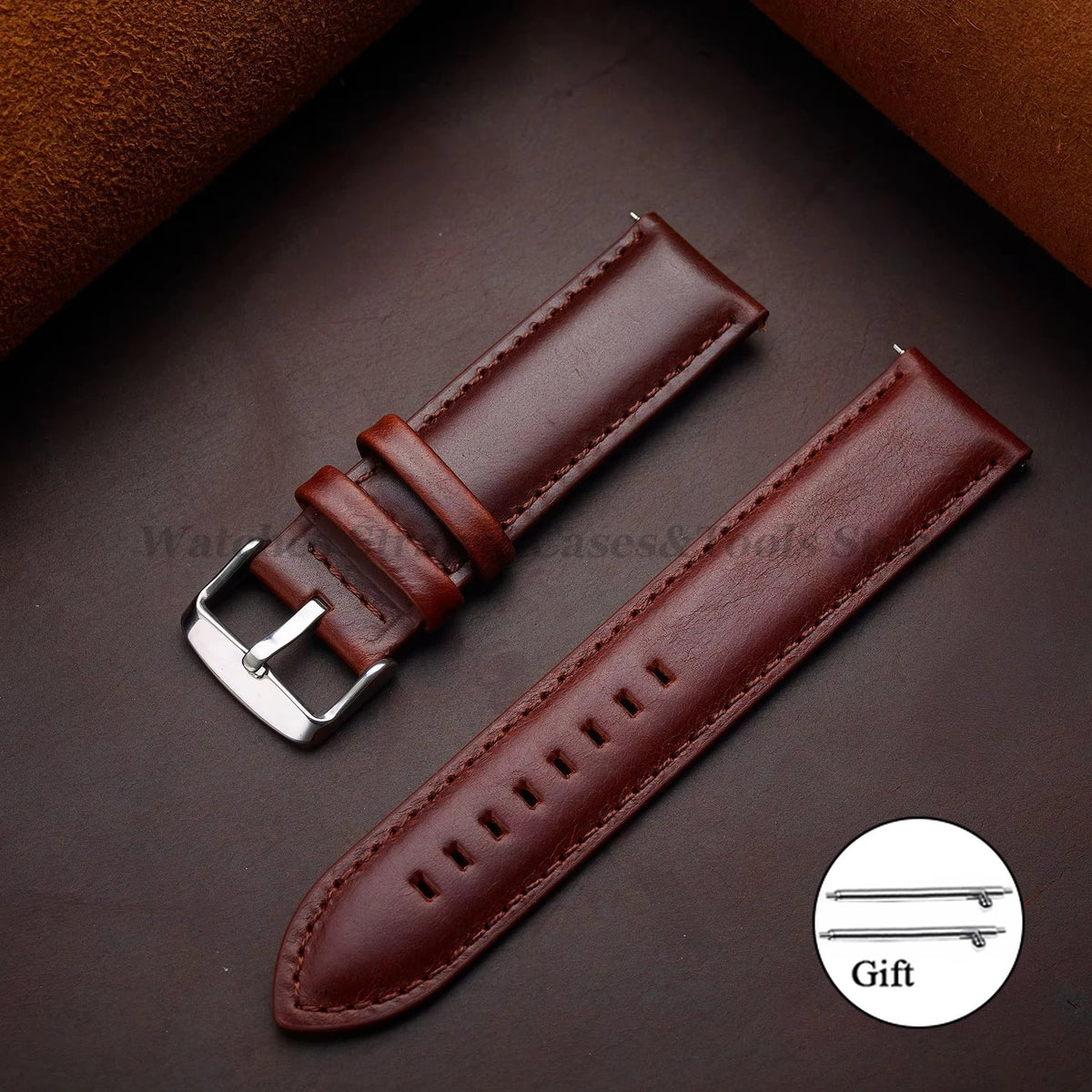 Pulseira de Couro Legítimo Heritage · Marrom Conhaque