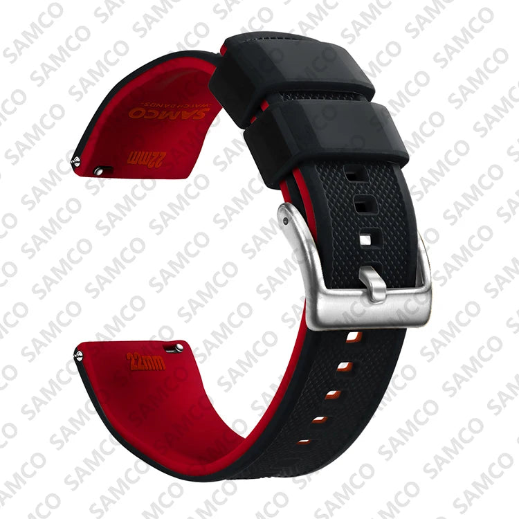 Pulseira de Silicone Sport · Preto & Vermelho