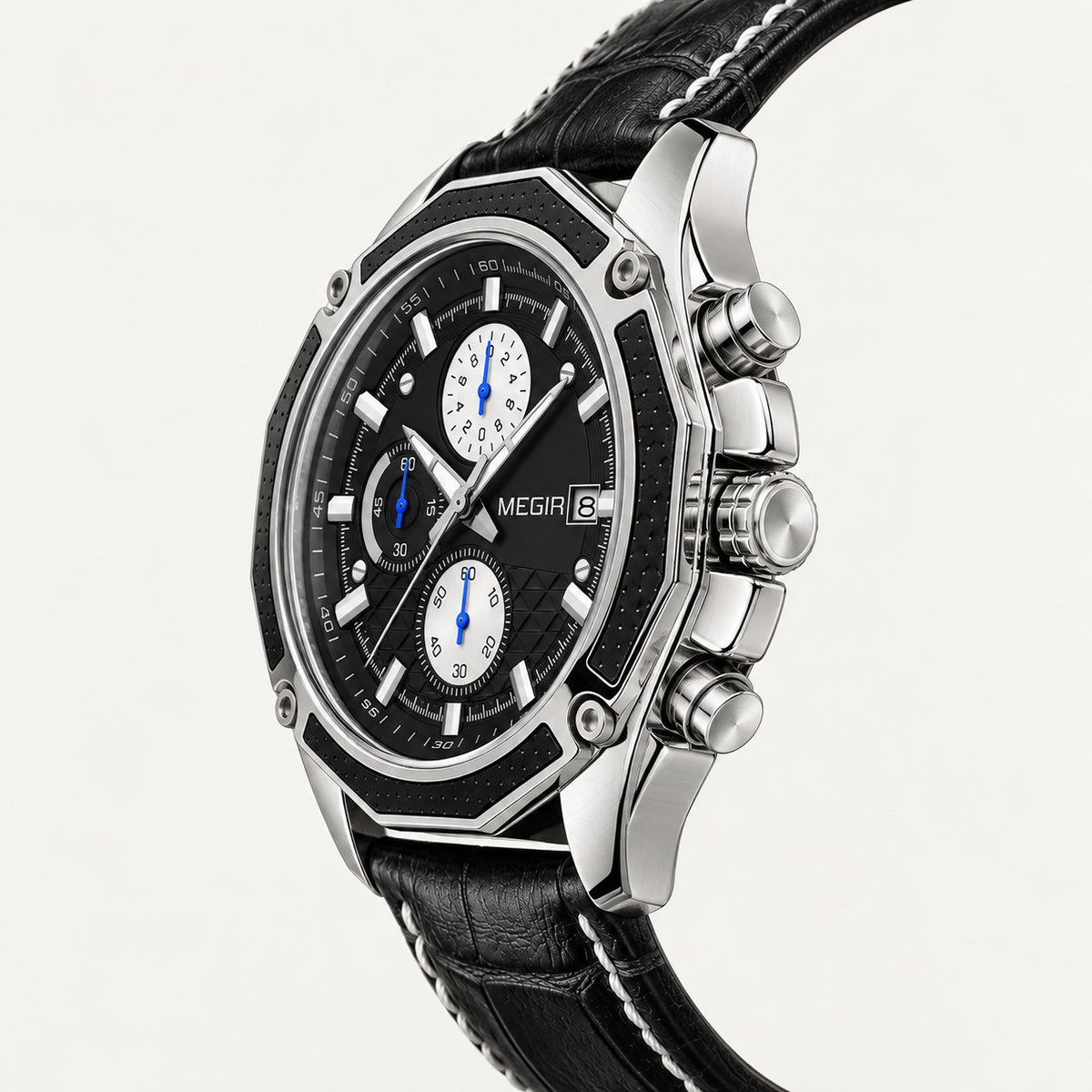MEGIR Outpost Leather · Preto Carbono · lateral