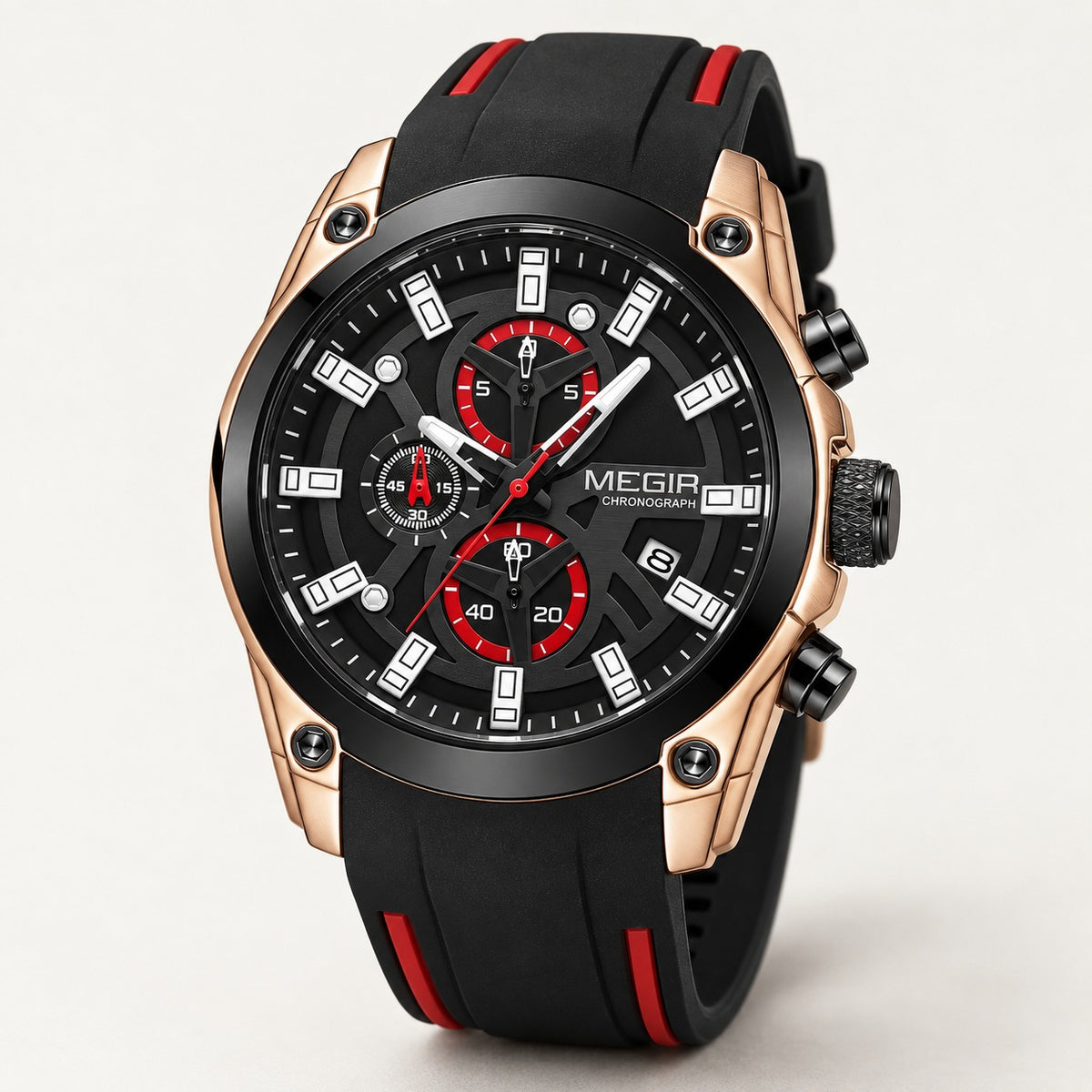 MEGIR Outpost Chrono · Preto & Vermelho · 3/4 #Cor_Preto & Vermelho