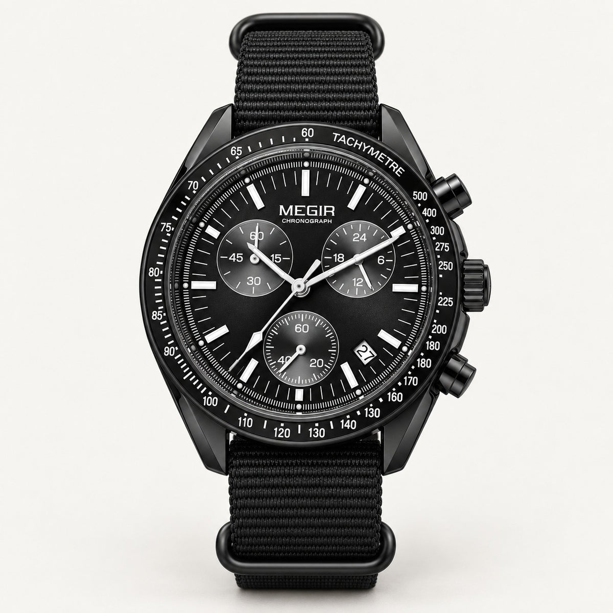 MEGIR Trek Chrono Canvas · Preto Carbono · frente