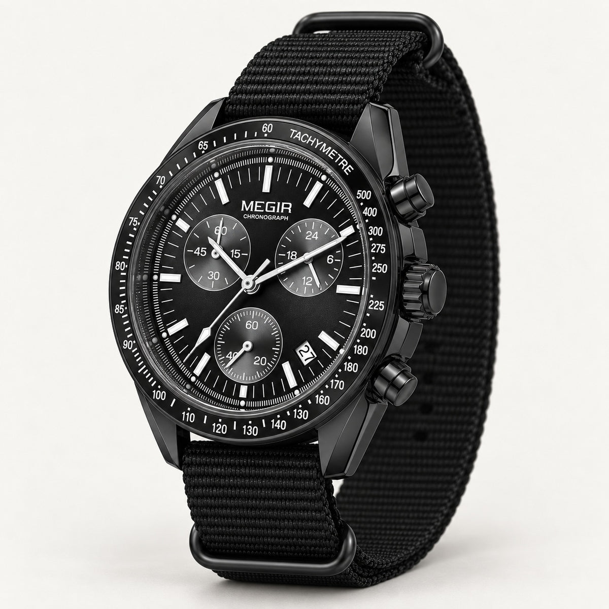 MEGIR Trek Chrono Canvas · Preto Carbono · lateral