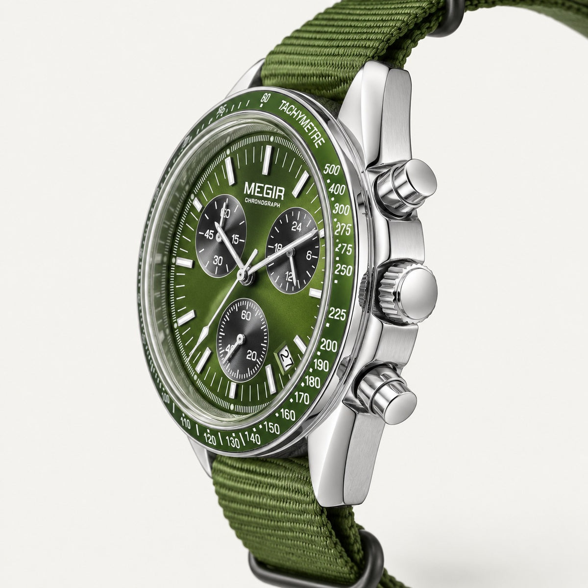 MEGIR Trek Chrono Canvas · Verde Militar · lateral