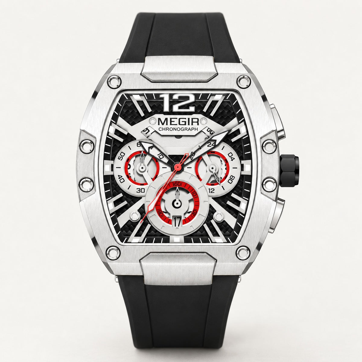 MEGIR Recon Chrono 24H · Prata & Preto · frente