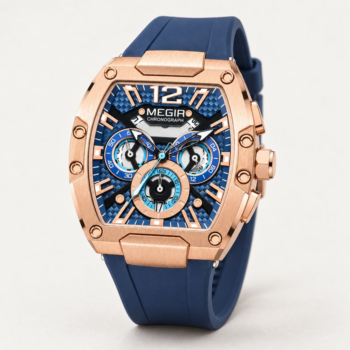 MEGIR Recon Chrono 24H · Rosé & Azul · 3/4