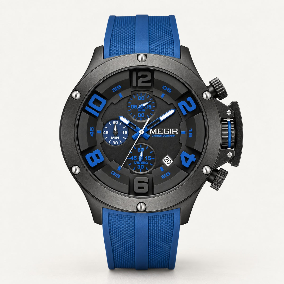 MEGIR Recon Chrono 47 · Preto & Azul · frente