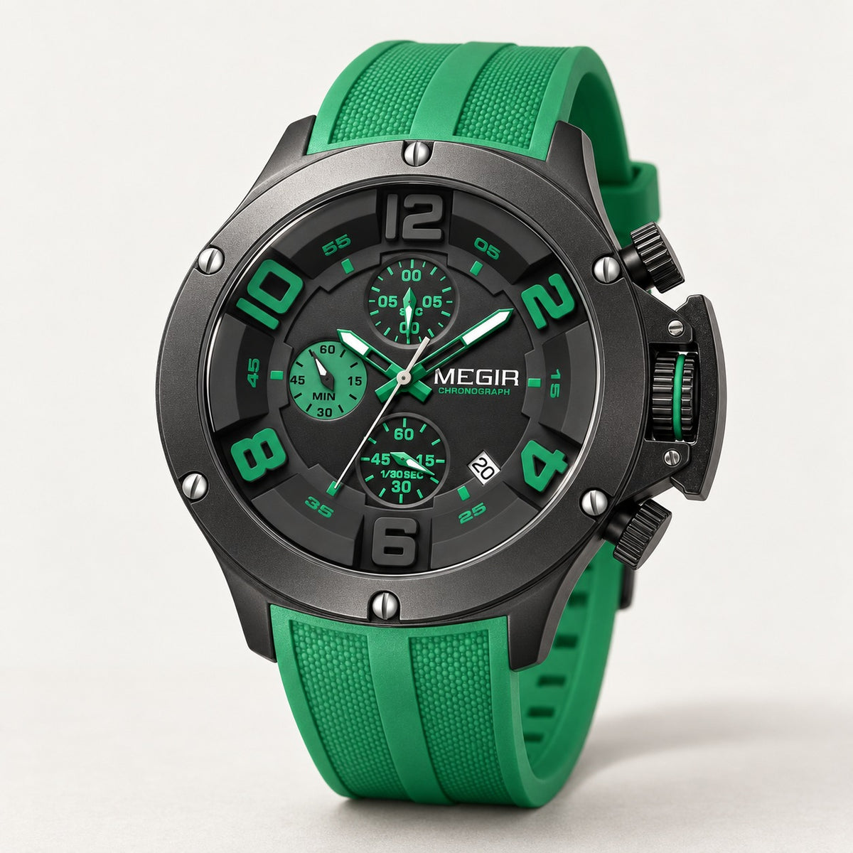 MEGIR Recon Chrono 47 · Preto & Verde · 3/4
