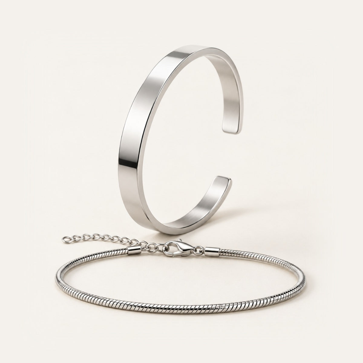 Conjunto de Pulseiras Masculinas Aço Duo · estúdio