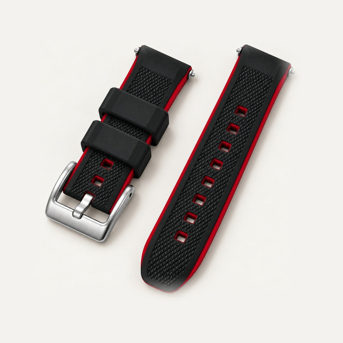 Pulseira de Silicone Sport · Preto & Vermelho