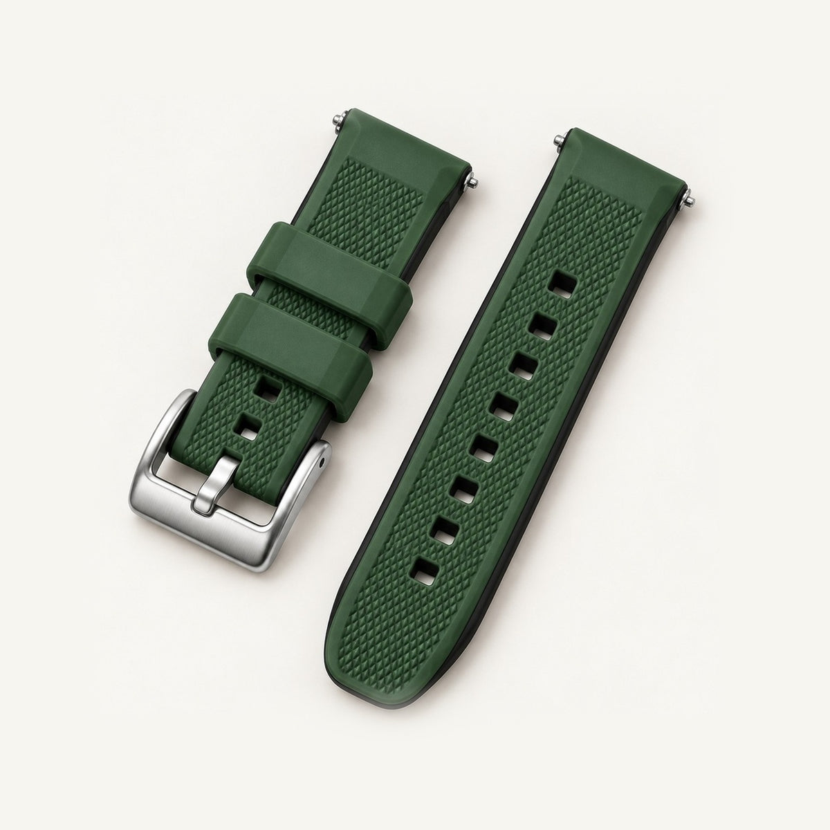 Pulseira de Silicone Sport · Verde Militar & Preto